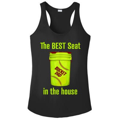 Softball Dad Best Seat In The House Pitcher Catcher Ladies PosiCharge Competitor Racerback Tank