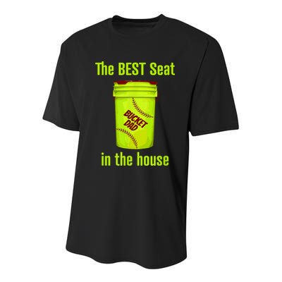 Softball Dad Best Seat In The House Pitcher Catcher Youth Performance Sprint T-Shirt