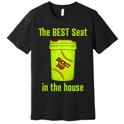 Softball Dad Best Seat In The House Pitcher Catcher Premium T-Shirt