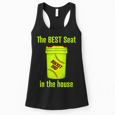 Softball Dad Best Seat In The House Pitcher Catcher Womens Tank Top