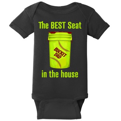 Softball Dad Best Seat In The House Pitcher Catcher Baby Bodysuit