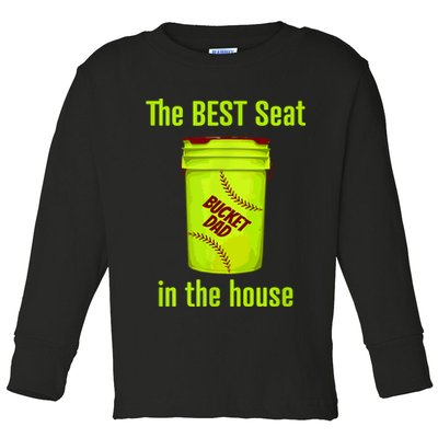 Softball Dad Best Seat In The House Pitcher Catcher Toddler Long Sleeve Shirt