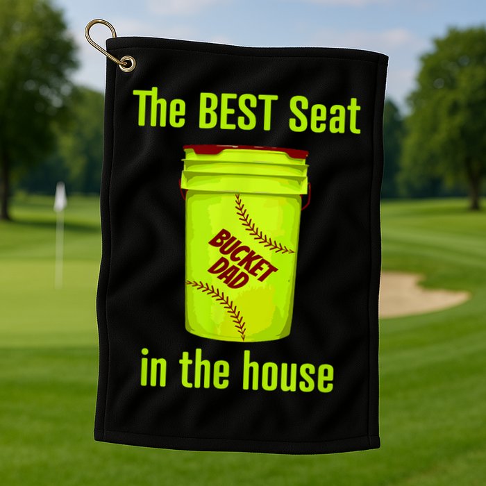 Softball Dad Best Seat In The House Pitcher Catcher Golf Towel