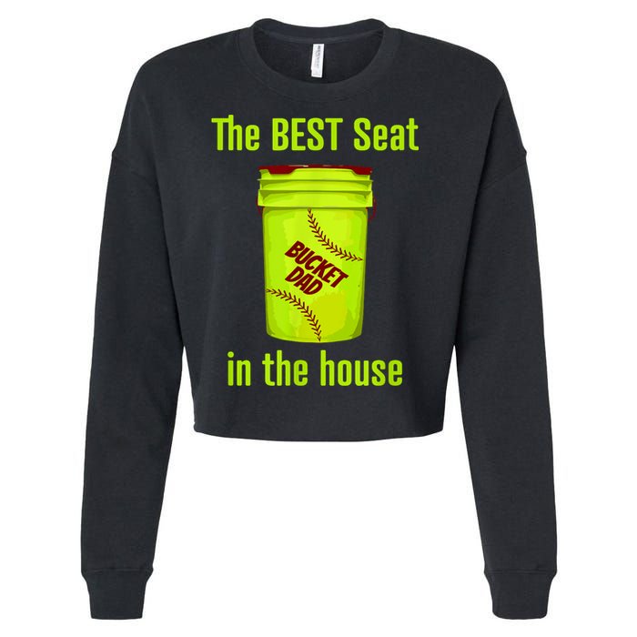 Softball Dad Best Seat In The House Pitcher Catcher Cropped Pullover Crew