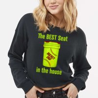 Softball Dad Best Seat In The House Pitcher Catcher Cropped Pullover Crew