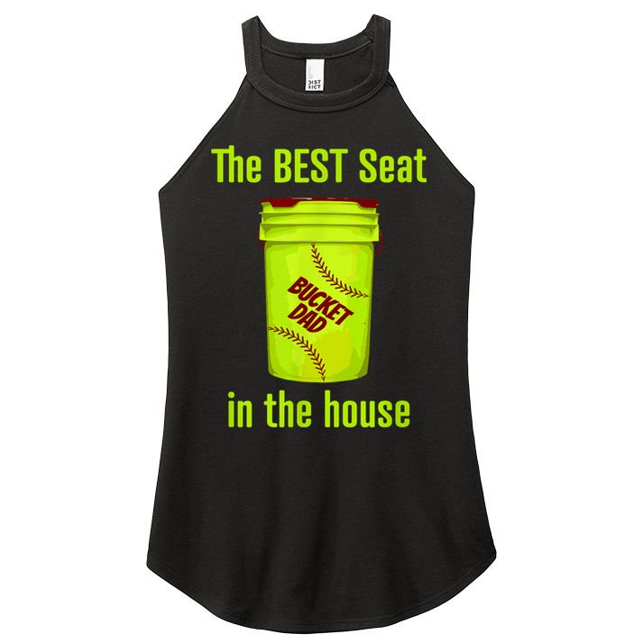Softball Dad Best Seat In The House Pitcher Catcher Women's Perfect Tri Rocker Tank