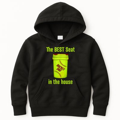 Softball Dad Best Seat In The House Pitcher Catcher Kids Hoodie