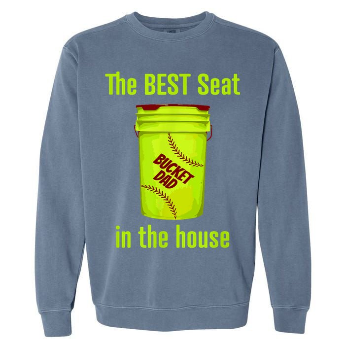 Softball Dad Best Seat In The House Pitcher Catcher Garment-Dyed Sweatshirt