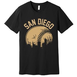 San Diego Baseball Skyline California Player Coach Fan Premium T-Shirt