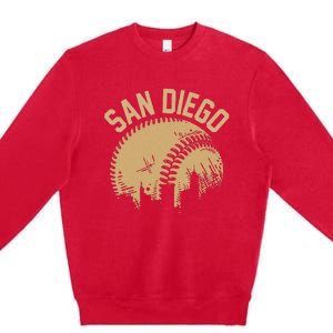 San Diego Baseball Skyline California Player Coach Fan Premium Crewneck Sweatshirt