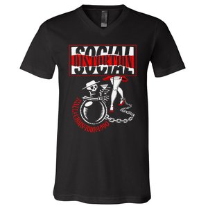 Social Distortion Ball And Chain V-Neck T-Shirt