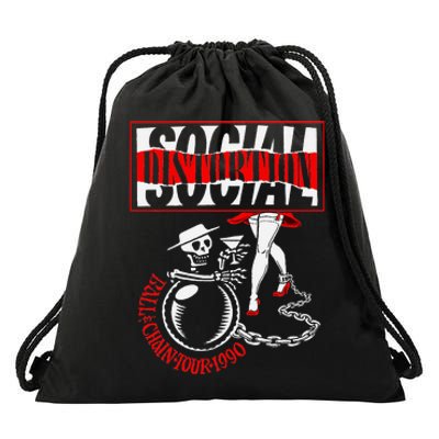 Social Distortion Ball And Chain Drawstring Bag