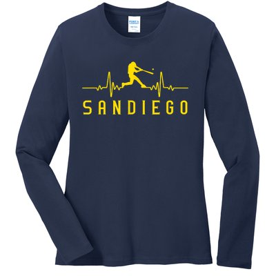 San Diego Baseball Heartbeat SD Ladies Long Sleeve Shirt