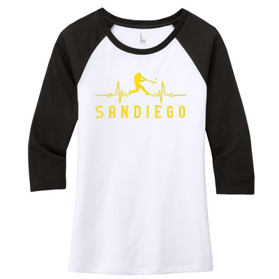 San Diego Baseball Heartbeat SD Women's Tri-Blend 3/4-Sleeve Raglan Shirt