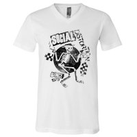 Social Distortion Black Spray Skelly V-Neck T-Shirt