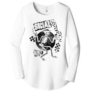 Social Distortion Black Spray Skelly Women's Perfect Tri Tunic Long Sleeve Shirt