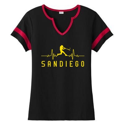 San Diego Baseball Heartbeat SD Ladies Halftime Notch Neck Tee