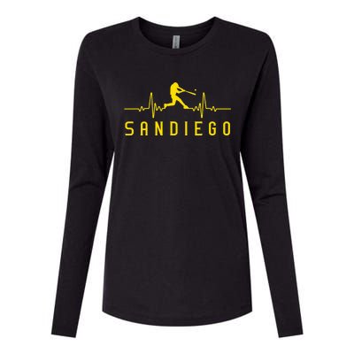 San Diego Baseball Heartbeat SD Womens Cotton Relaxed Long Sleeve T-Shirt