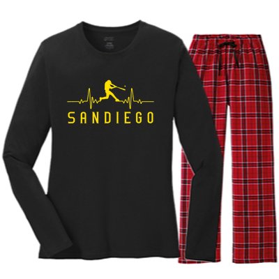 San Diego Baseball Heartbeat SD Women's Long Sleeve Flannel Pajama Set 