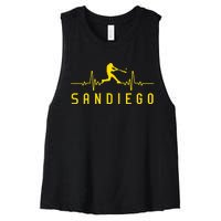 San Diego Baseball Heartbeat SD Women's Racerback Cropped Tank