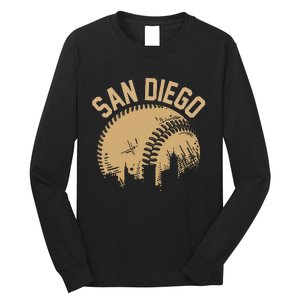 San Diego Baseball Skyline California Player Coach Fan Long Sleeve Shirt