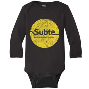 Subte De Buenos Aires Underground Metro Train Baby Long Sleeve Bodysuit