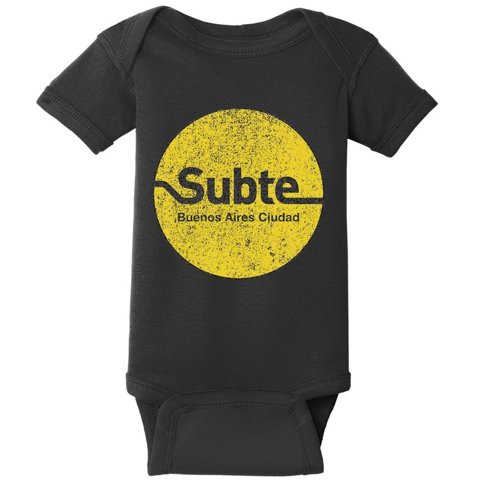 Subte De Buenos Aires Underground Metro Train Baby Bodysuit