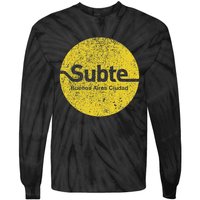 Subte De Buenos Aires Underground Metro Train Tie-Dye Long Sleeve Shirt