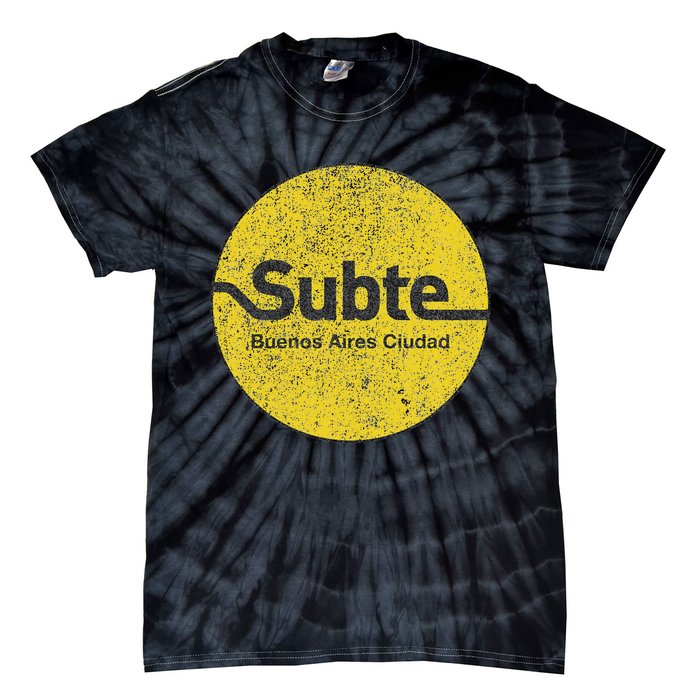 Subte De Buenos Aires Underground Metro Train Tie-Dye T-Shirt