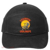 Skeleton Drinking Beer Halloween Drinker Drunkin Grownups 7-Panel Snapback Hat