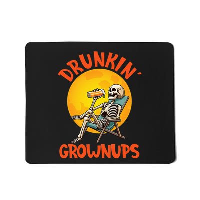 Skeleton Drinking Beer Halloween Drinker Drunkin Grownups Mousepad