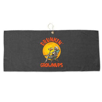 Skeleton Drinking Beer Halloween Drinker Drunkin Grownups Large Microfiber Waffle Golf Towel