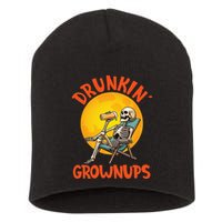 Skeleton Drinking Beer Halloween Drinker Drunkin Grownups Short Acrylic Beanie