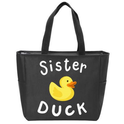 Sister Duck Birthday Rubber Duck Lover Family Matching Zip Tote Bag