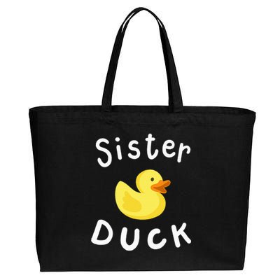 Sister Duck Birthday Rubber Duck Lover Family Matching Cotton Canvas Jumbo Tote