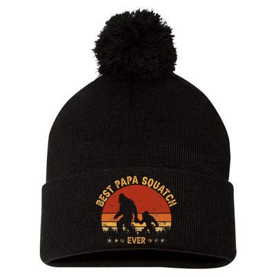 Sasquatch Dad Best Papa Squatch Ever Bigfoot Dad Fathers Day Pom Pom 12in Knit Beanie