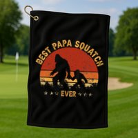 Sasquatch Dad Best Papa Squatch Ever Bigfoot Dad Fathers Day Golf Towel
