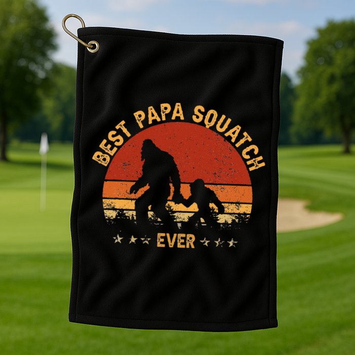 Sasquatch Dad Best Papa Squatch Ever Bigfoot Dad Fathers Day Golf Towel