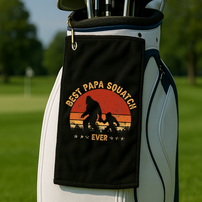 Sasquatch Dad Best Papa Squatch Ever Bigfoot Dad Fathers Day Golf Towel