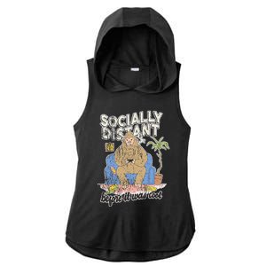 Social Distance Bigfoot Halloween Costume Ladies PosiCharge Tri-Blend Wicking Draft Hoodie Tank