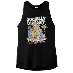 Social Distance Bigfoot Halloween Costume Ladies PosiCharge Tri-Blend Wicking Tank