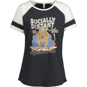 Social Distance Bigfoot Halloween Costume Enza Ladies Jersey Colorblock Tee