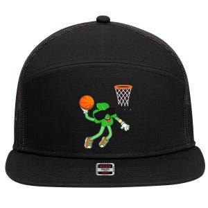 Shamrock Dabbing Basketball St Patricks Day Funny Gift 7 Panel Mesh Trucker Snapback Hat