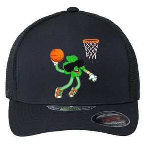 Shamrock Dabbing Basketball St Patricks Day Funny Gift Flexfit Unipanel Trucker Cap