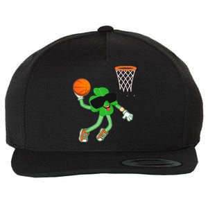 Shamrock Dabbing Basketball St Patricks Day Funny Gift Wool Snapback Cap