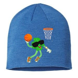 Shamrock Dabbing Basketball St Patricks Day Funny Gift Sustainable Beanie