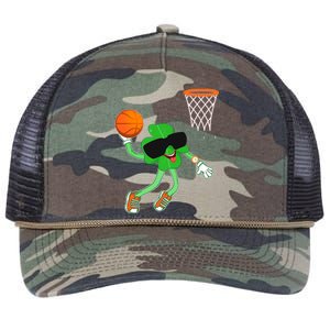 Shamrock Dabbing Basketball St Patricks Day Funny Gift Retro Rope Trucker Hat Cap