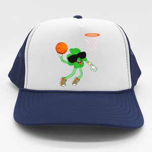 Shamrock Dabbing Basketball St Patricks Day Funny Gift Trucker Hat