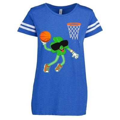 Shamrock Dabbing Basketball St Patricks Day Funny Gift Enza Ladies Jersey Football T-Shirt