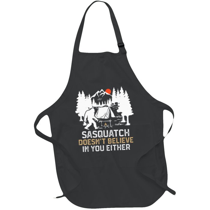 Sasquatch Doesn't Believe In You Sasquatch Camping Full-Length Apron With Pockets